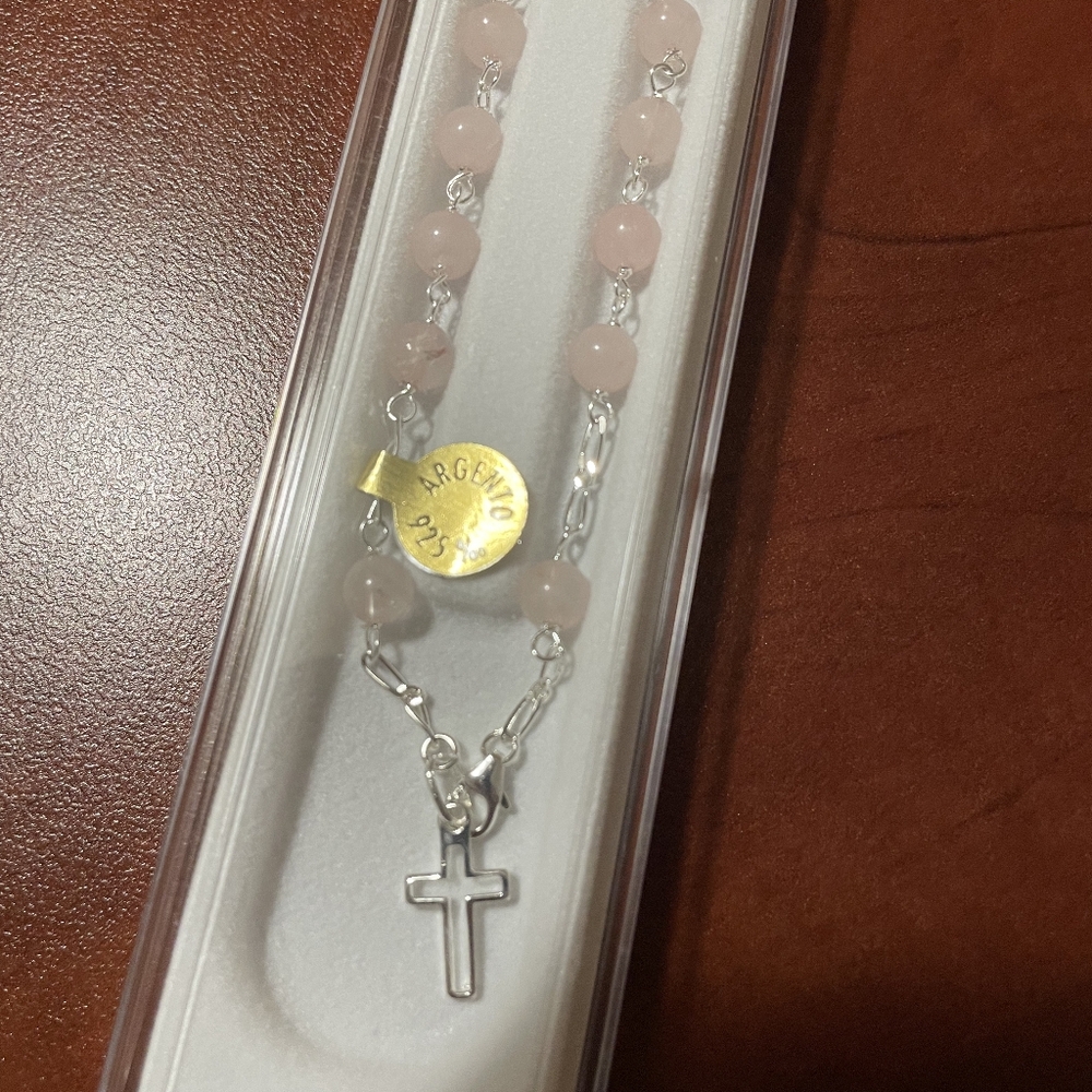 Elegant Silver and Pink Beaded Necklace